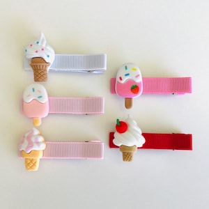 Fully lined hair clips ice cream hair clips ice cream hair bows toddler hair clips girls hair clip Summer hair clips ice cream barrettes