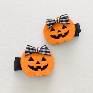 Pinzas para coletas seguras para bebés, pinzas para el cabello de Halloween, lazos de otoño para niñas, lazos para coletas de fieltro con forma de calabaza, pinzas para el cabello para niñas pequeñas, regalo para el cabello imagen 4