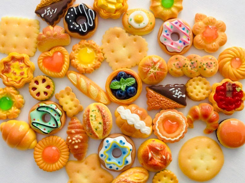 Grab bag of food fridge magnets bread magnets dessert magnets home kitchen decor locker decor bakery magnet mini food fridge magnet gift set image 1