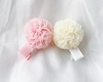 Fully lined baby hair clips pompom hair clips mini hair clips infant hair clips baby barrettes toddler hair clips non slip hair clips