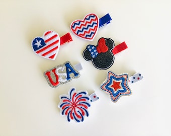 4th of July hair clips patriotic hair clips Memorial Day hair clips 4th of July hair bows baby hair clips toddler hair clips