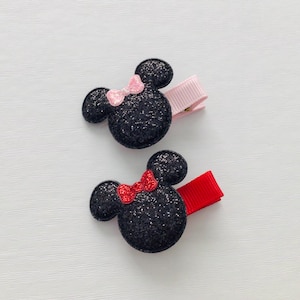 Fully lined baby safe hair clip no slip toddler hair clip Mouse inspired hair bow clip Halloween hair clip toddler girl birthday bow gift image 11