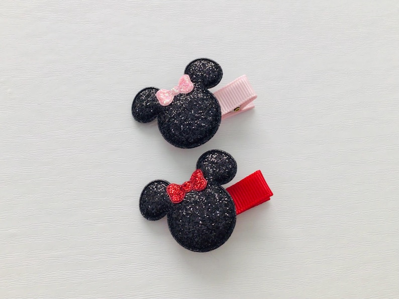 Fully lined baby safe hair clip no slip toddler hair clip Mouse inspired hair bow clip Halloween hair clip toddler girl birthday bow gift image 11