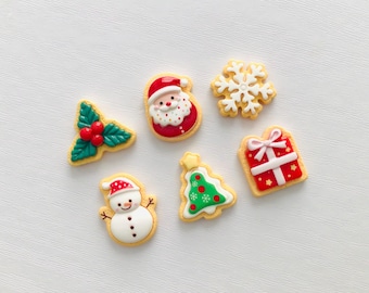 Juego de 6 imanes navideños para nevera, mini imanes de galletas navideñas, linda decoración para taquilla, juego de imanes navideños, decoración de invierno para el hogar, regalos de imanes navideños