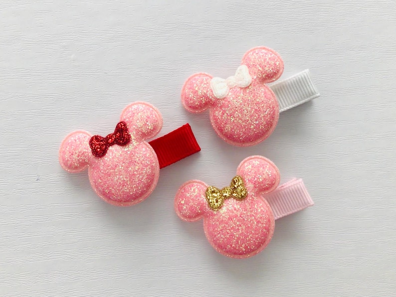 Fully lined baby safe hair clip no slip toddler hair clip Mouse inspired hair bow clip Halloween hair clip toddler girl birthday bow gift image 7