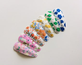 Girls snap clip toddler snap clips flower snap clips fabric snap clips girl Spring hair bow fabric hair clips Summer fabric snap clip