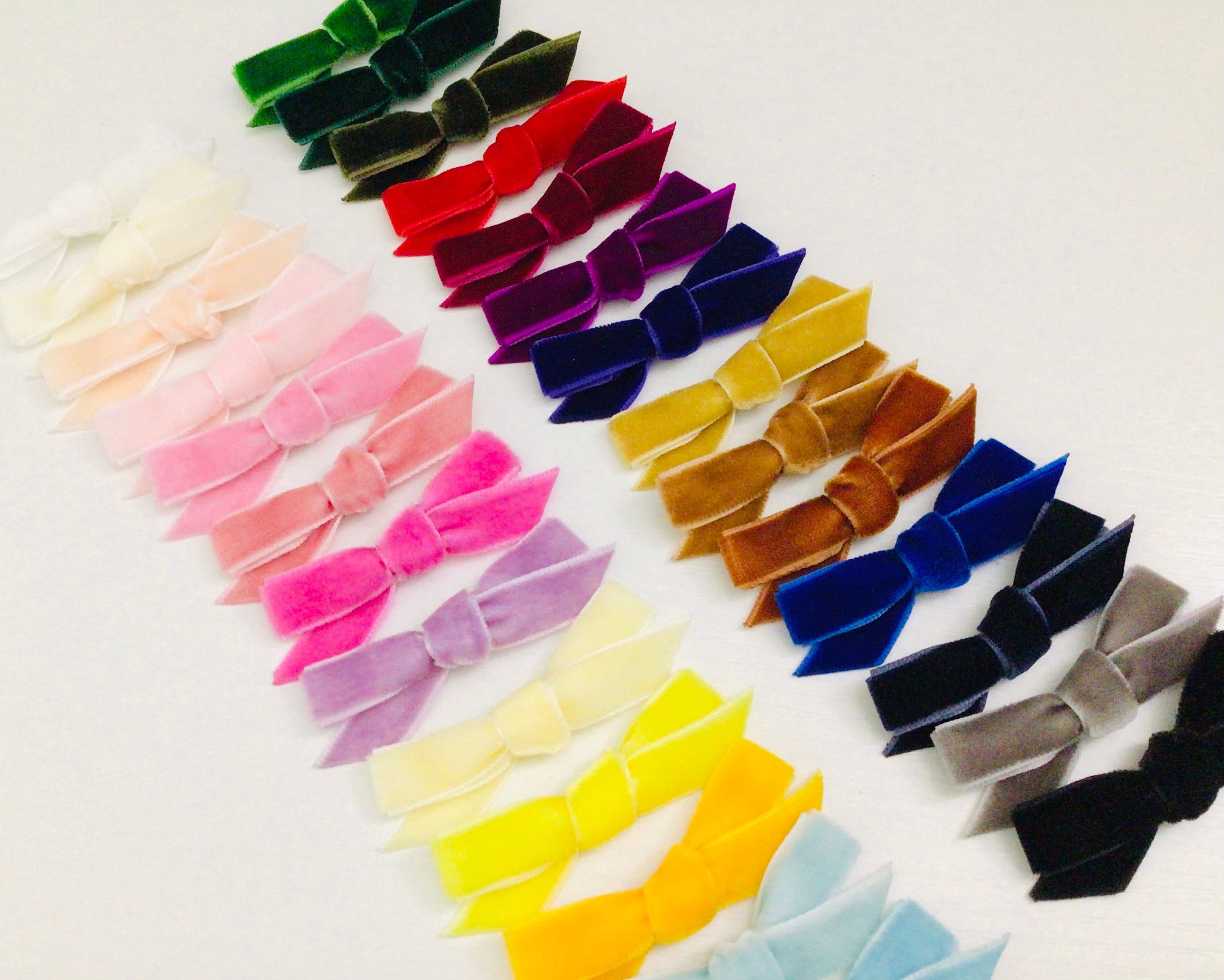 Mini Velvet Bow Clips Pack of 10 Hair Accessories for All Ages Mini Velvet Bow Clips, SET - Etsy main image 2