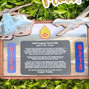 Helicopter plaque, Marine Corps retirement gift, marine corps gift, USMC plaque, Marine retirement, Marine retired, USMC License #286-23