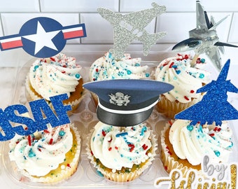 Air Force Cupcake Topper | USAF Cupcake Topper | Air Force Party Decoration | Air Force Graduation | USAF Party Decoration | Air Force Cake