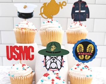 Marines Cupcake Topper | USMC Cupcake Topper | Marines cake topper | Marine Corps Birthday | Marines Party Decoration | USMC License #286-23