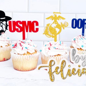 Marines Cupcake Toppers | Marines cake topper | USMC Cupcake Topper | Marines Party Decor | Marine Corps ball gift | USMC License #286-23