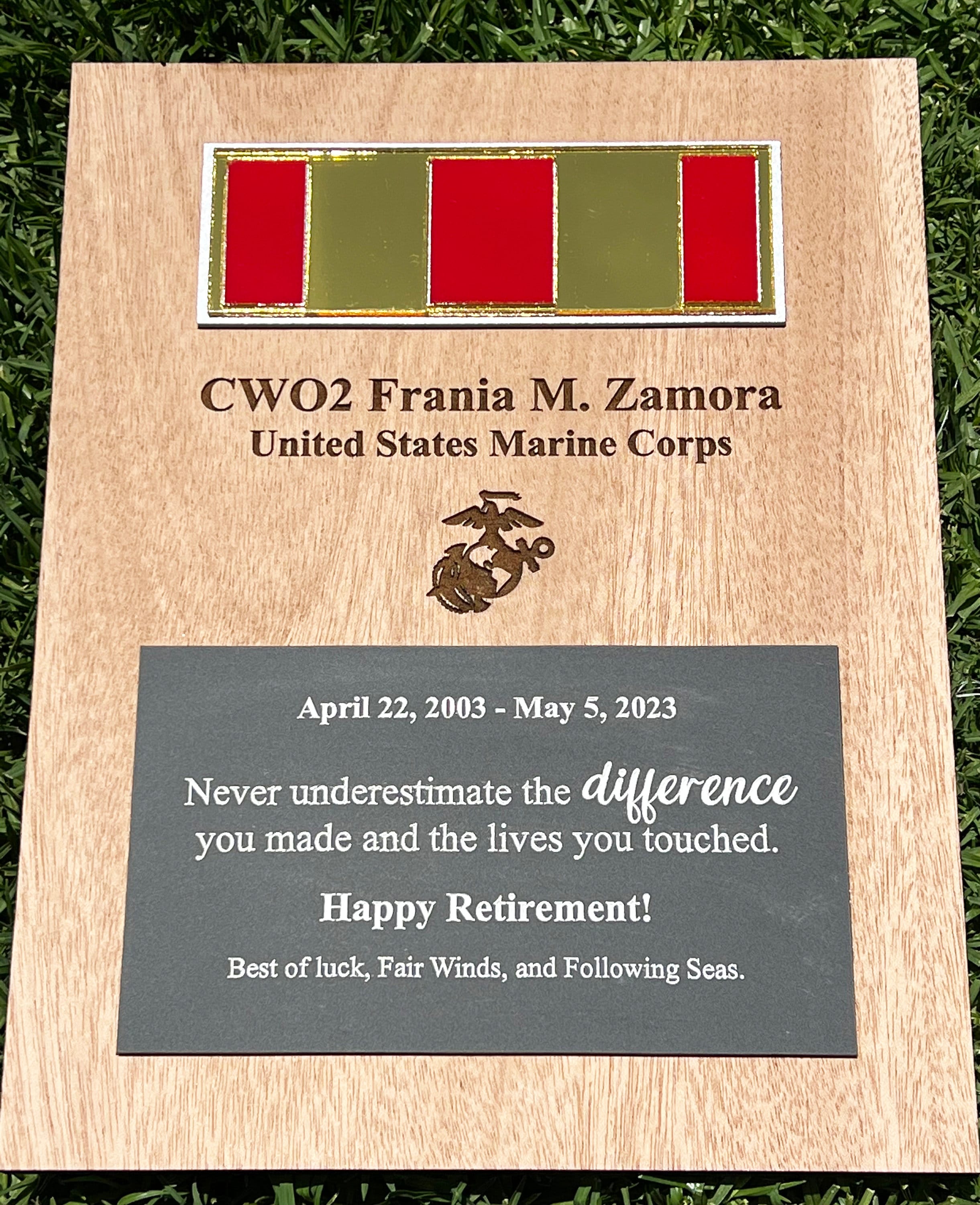 Marine Corps Plaque, Marine Corps Retirement Gift, Marine Corps