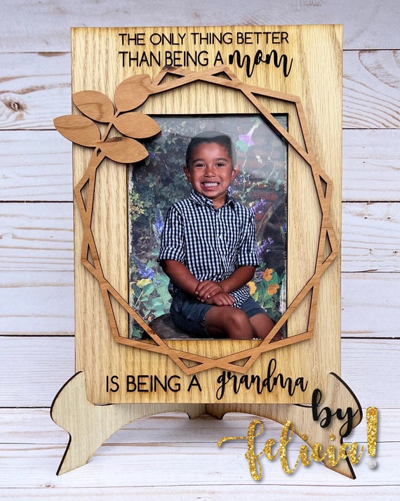 Custom Engraved Wooden Photo Frame: Grandma Gift From Grandkids - Etsy