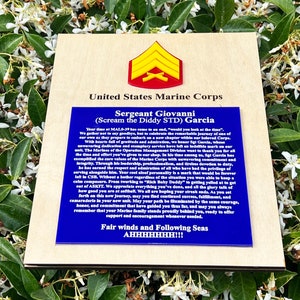 Marine Corps plaque, Marine Corps retirement gift, Marine Corps retired, Marine Corps gifts, USMC Retirement gift, USMC License #286-23