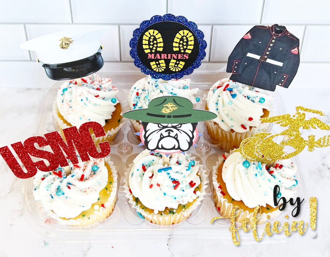 Marines Cupcake Topper USMC Cupcake Topper Marine Corps Etsy UK
