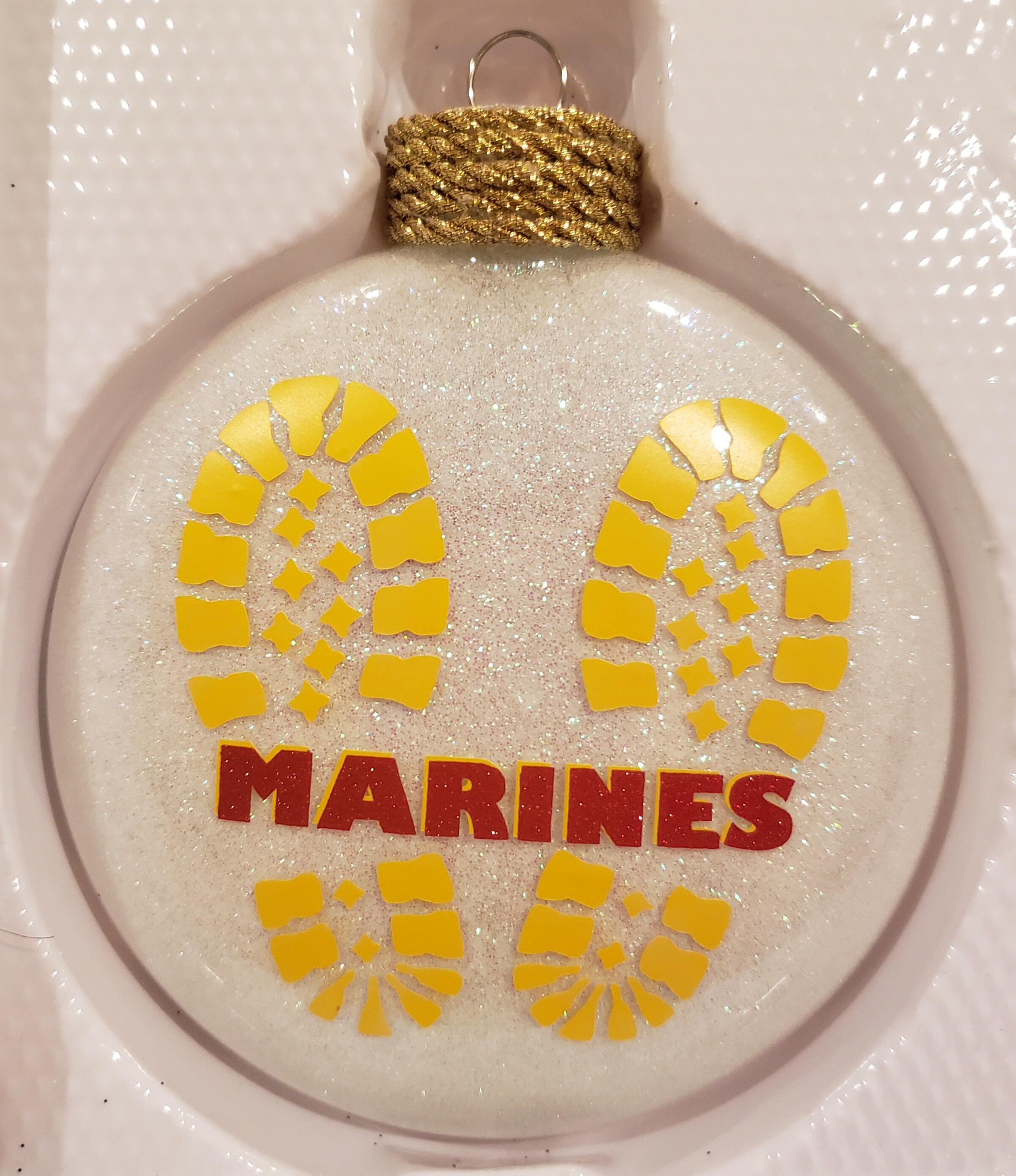 MARINE CORPS Christmas Ornament. Yellow Footprints Marines | Etsy