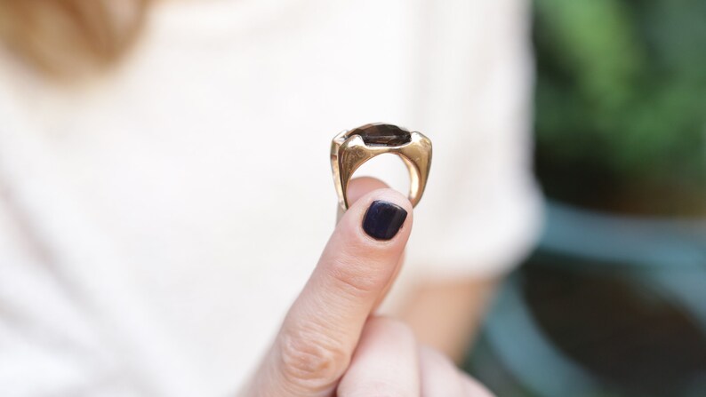 Round Ring Smokey Quartz Ring Engagement Ring Brown Ring Gifts Gold Ring Bridal Jewelry Gemstone Ring Engagement Ring 30th Birthday