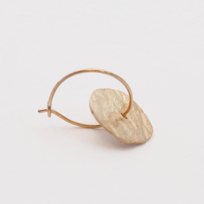 14K Gold Hammered Earrings Stamped Circle Dangle Earrings | Etsy
