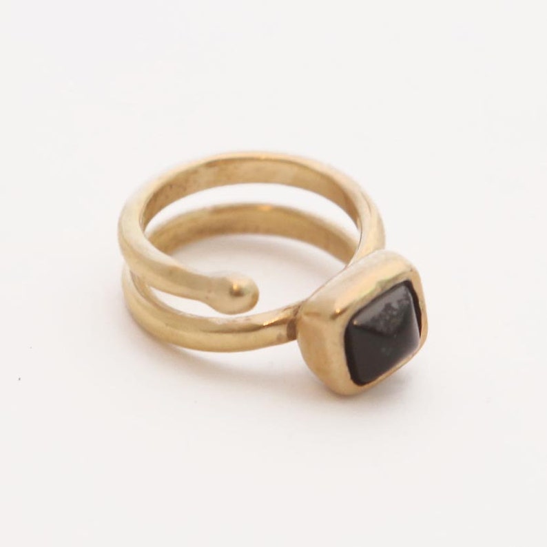 Handmade Jewelry Gift Gemstone Ring Engagement Ring Spiral Ring Delicate Ring Cocktail Ring Black Onyx Ring 30th Birthday Gold Ring