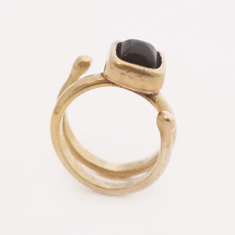 Handmade Jewelry Gift Gemstone Ring Engagement Ring Spiral Ring Delicate Ring Cocktail Ring Black Onyx Ring 30th Birthday Gold Ring