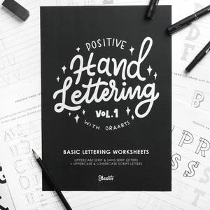 Hand Lettering worksheets, 64 pages, Basic lettering worksheets, Lettering Practice Sheets, PDF & JPG file