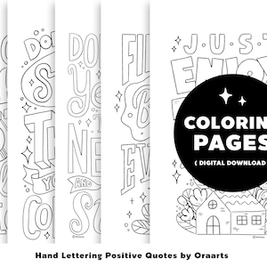 Digital download, Positive Quotes Coloring Pages, Inspirational Coloring Pages, Lettering Quotes, Illustrated Quotes, PDF & JPG file