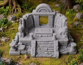Fantasy Altar Ruins Terrain | 3D Printed RPG Shrine Scenery (32mm Scale)