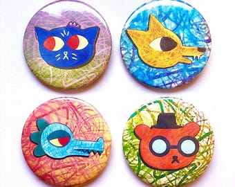Night In The Woods Inspired Button Pin Badges of Mae Gregg Angus and Beatrice