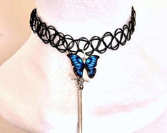 Lies of P Choker: Tattoo Style Necklace with Butterfly & Sword