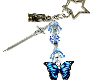 Lies of P Inspired Keychain: Blue Butterfly, Sword, and Gemini Lantern