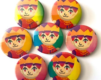 Random Colour Tomodachi Life: Living the Dream Hugh Morris Inspired Jester Clown Pin Button Badge