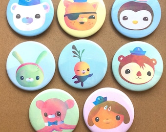 Octonauts Cute Pin Button Badges of Captain Barnacles Kwazii Peso Shellington Tweak Dashi Inkling and Tunip Adorable Kawaii Gifts