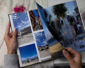 Personalized Photo Book 8x12" | Eco Velvet Custom Cover & Embossing | Wedding, Baby, Travel Memory Book