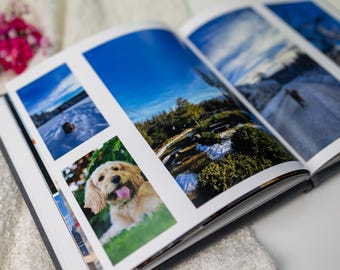 Personalized Photo Book 8x8" | Vegan Ocean Custom Cover & Embossing | Wedding, Baby, Travel Memory Book
