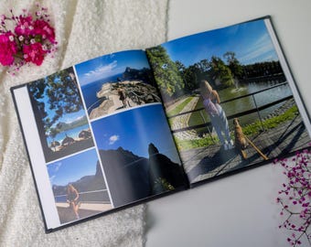 Personalized Photo Book 12x12" | Eco Velvet Custom Cover & Embossing | Wedding, Baby, Travel Memory Book