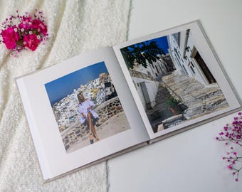 Personalized Photo Book 12x12" | Natural Linen Custom Cover & Embossing | Wedding, Baby, Travel Memory Book