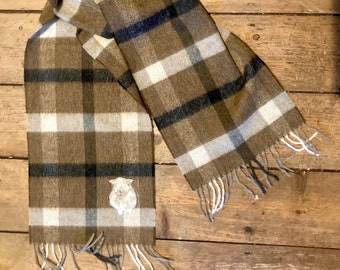 Lambswool Check Scarf with Handmade Tweed Sheep Appliqué