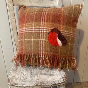 Limited edition Robin pure wool Abraham Moon Cushion. Super Soft. With Inner. Christmas present// interior design// handmade