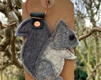 Beryl the Grey Squirrel handmade harris tweed brooch/ pin.  Christmas present// stocking filler// secret Santa