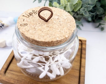 Custom Engraved Apothecary Jar: Glass Bathroom Storage with Cork Lid