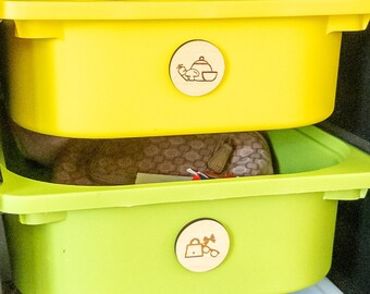 Custom Laser Engraved Wooden Toy Storage Tags: Kids Organization