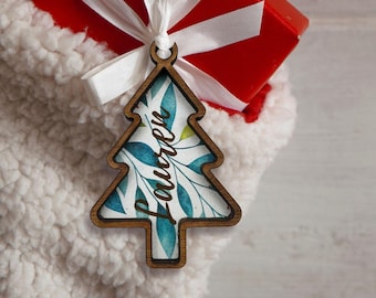 Personalized Wooden Christmas stocking tag, gift tag