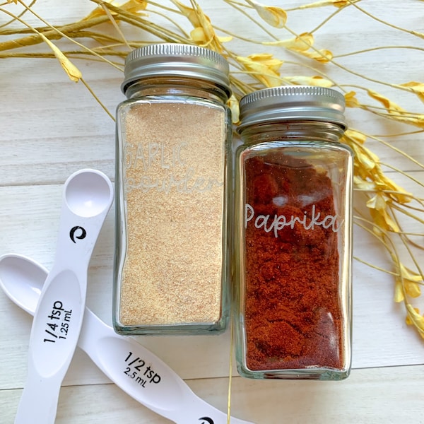 Laser engraved spices jars set