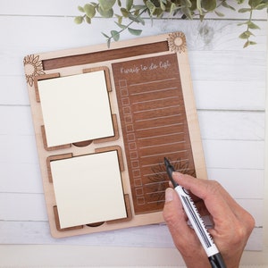Dry erase and sticky note desk pad, sticky note holder,  desk organizer, to do list, message center