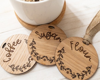 Custom pantry wood label tags, wood tags, storage and organization, laundry organizing