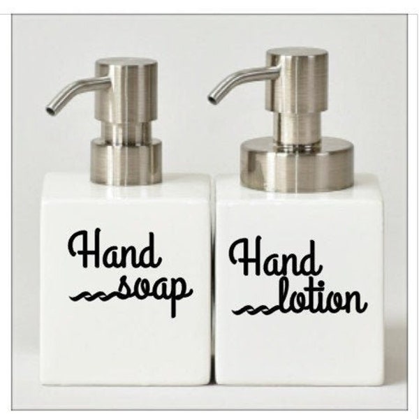 Hand soap decals- bathroom jars- Vanity labels - bathroom custom labels, hand lotion decal only