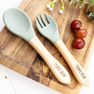Personalized baby spoon and fork, baby shower gift, newborn gift