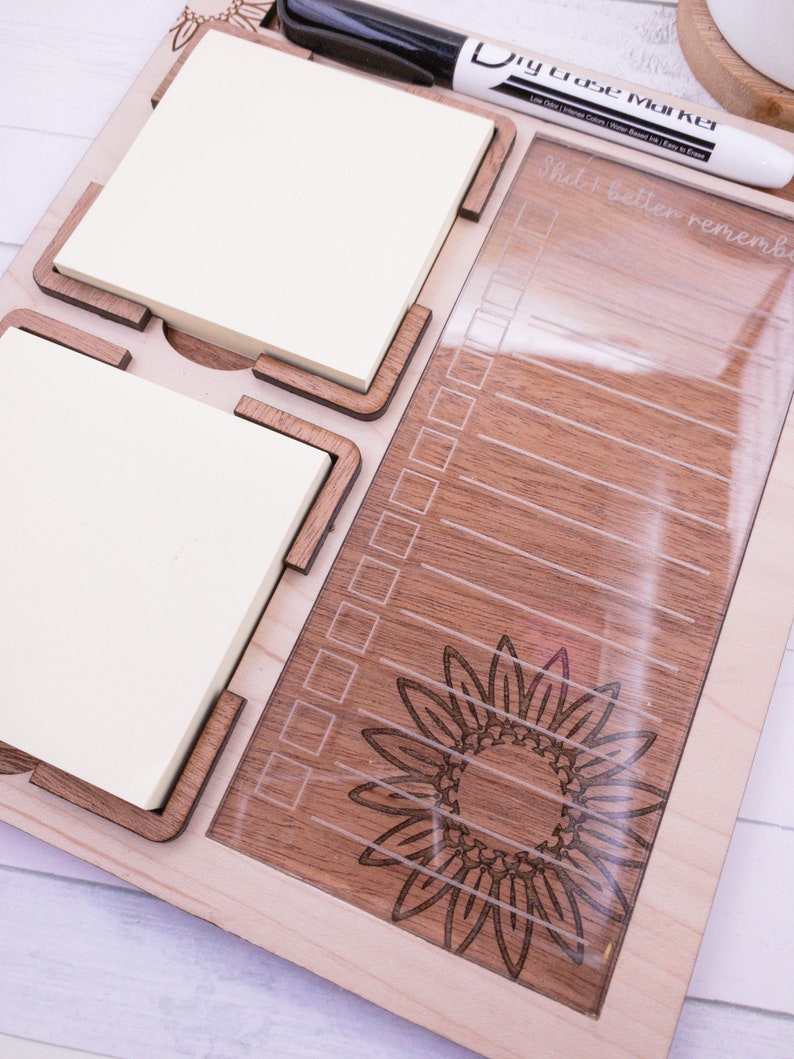 Dry erase and sticky note desk pad, sticky note holder, desk organizer, to do list, message center image 7