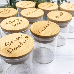 Personalized spice jars, Laser engraved glass jars, custo spice jars