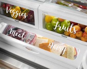 Custom Fridge Drawer Labels | Waterproof Vinyl labels/  Kitchen Organization Decals | fridge labels